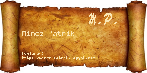 Mincz Patrik névjegykártya